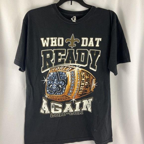 Drew Brees 9 New Orleans Saints Who Dat Black Ready Again Shirt Retro - Picture 1 of 4